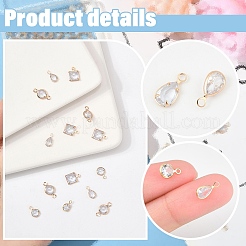 80Pcs 4 Styles Brass Cubic Zirconia Charms Sets&nbsp;ZIRC-YW0001-27