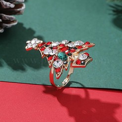 Christmas Tree Alloy Coloful Rhinestone Adjustable Rings&nbsp;FS-WG4E2D0-01