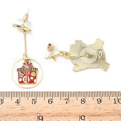 Christmas Alloy Enamel Dangle Stud Earrings&nbsp;LS-EJEW-F399-04B-G