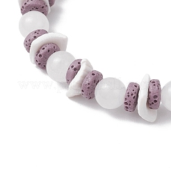 Round Natural White Jade Beads Stretch Bracelets&nbsp;BJEW-JB11818-02