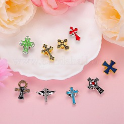9Pcs 9 Styles Cross Enamel Pin&nbsp;JEWB-SZ0001-94