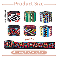 6Pcs 6 Colors Polyester Ribbons&nbsp;OCOR-FH0001-48B