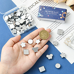 48Pcs 8 Styles Alloy Slide Charms Cabochon Settings&nbsp;FIND-SC0016-55A-P