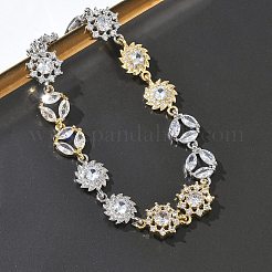 Brass Micro Pave Clear Cubic Zirconia Link Chain Bracelets for Women&nbsp;BJEW-C156-06A-GP