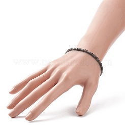 Natural Silver Sheen Obsidian Cube Beaded Stretch Bracelet for Women&nbsp;BJEW-JB08976-03