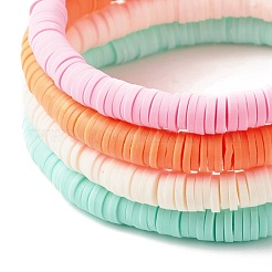 4Pcs 4 Colors Hanamade Polymer Clay Heishi Surfer Stretch Bracelets Set&nbsp;BJEW-JB07716