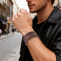 Cowhide Cord Bracelets&nbsp;BJEW-WH20003-12B-01