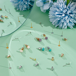 60Pcs 2 Color Brass Stud Earring Findings&nbsp;KK-BC0013-24