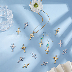 16Pcs 4 Styles Rack Plating Brass & Cubic Zirconia Pendants&nbsp;KK-HS0001-13