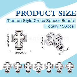 150Pcs Tibetan Style Zinc Alloy Beads&nbsp;TIBEB-ME0001-02