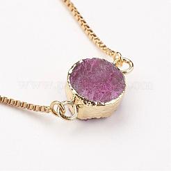 Electroplated Natural & Dyed Druzy Agate Slider Bracelets&nbsp;BJEW-JB02764