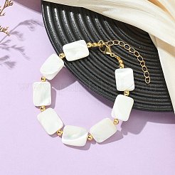 Natural Trochid Shell & Brass Beaded Bracelets for Women&nbsp;BJEW-JB13958
