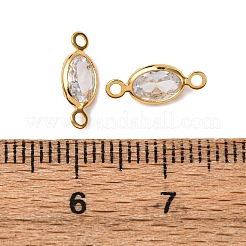 Brass Pave Clear Cubic Zirconia Connector Charms&nbsp;KK-Z121-06G-04