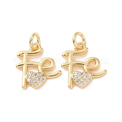 Rack Plating Brass Micro Pave Clear Cubic Zirconia Charms&nbsp;ZIRC-C042-03G