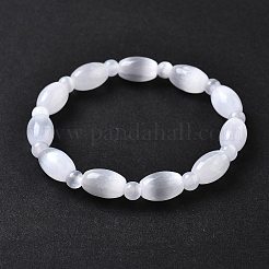 Natural Selenite Beaded Stretch Bracelets for Women&nbsp;BJEW-F481-01B