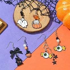 Halloween Theme DIY Alloy Enamel & Acrylic Dangle Earrings Making Kits&nbsp;DIY-YW0009-97