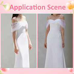 Polyester Gauze Bridal Shawl&nbsp;AJEW-WH0481-820B
