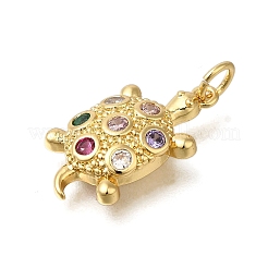 Rack Plating Brass Micro Pave Cubic Zirconia Pendants&nbsp;X-ZIRC-F142-21G