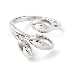Leaf Rack Plating Brass Cuff Rings&nbsp;RJEW-D020-07P