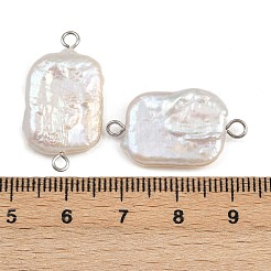 Natural Freshwater Pearl Keshi Pearl Rectangle Connector Charms&nbsp;STAS-D378-17P