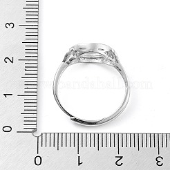 Flat Round Adjustable 925 Sterling Silver Ring Components&nbsp;STER-G042-02P