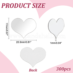 300Pcs Heart Mirror Self Adhesive Acrylic Mosaic Tiles&nbsp;DIY-PH0021-93