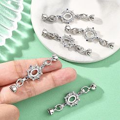 SHEGRACE Flower Brass Micro Pave Clear Cubic Zirconia Fold Over Clasps&nbsp;XGRQ58127-783P-1