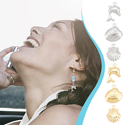 48Pcs 6 Style 304 Stainless Steel Charms&nbsp;STAS-UN0054-81
