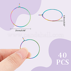 40Pcs 316L Surgical Stainless Steel Hoop Earring Findings&nbsp;STAS-UN0053-41M