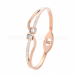 Crystal Rhinestone Wave Bangle with Roman Numeral&nbsp;BJEW-N017-009RG