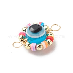 Evil Eye Plastic Copper Wire Wrapped Connector Charms&nbsp;PALLOY-JF01937