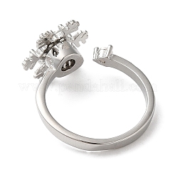 Rotatable Cubic Zirconia Snowflake Open Ring&nbsp;RJEW-Q776-04P