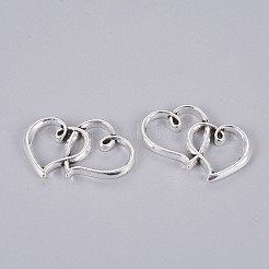 Tibetan Style Double Heart Connector Charms&nbsp;TIBE-M029-02AS-NF