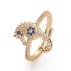 Adjustable Brass Micro Pave Cubic Zirconia Rings&nbsp;RJEW-G105-01G