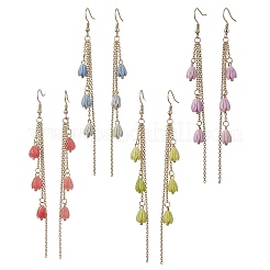 Synthetic Coral Flower Dangle Earrings&nbsp;EJEW-JE06652