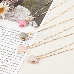 Mixed Natural Gemstone Heart Pendant Necklaces&nbsp;NJEW-JN03491