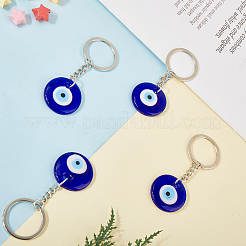 6Pcs Evil Eye Lampwork Keychain&nbsp;KEYC-CP0001-42