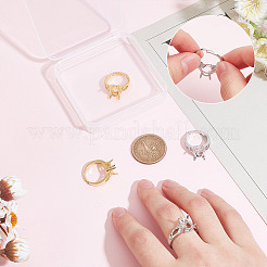 4Pcs 2 Color Adjustable Brass Solitaire Ring Settings&nbsp;KK-AR0003-80