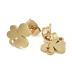 Clover Ion Plating(IP) 304 Stainless Steel Stud Earring Findings&nbsp;STAS-I206-109G