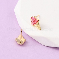 Brass Enamel Ice Cream Stud Earrings&nbsp;EJEW-I322-17G