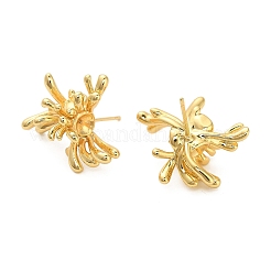 Flower Brass Stud Earring Findings&nbsp;KK-D102-05G