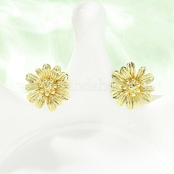 Valentine's Day Flower Brass Stud Earrings&nbsp;EJEW-D351-03G