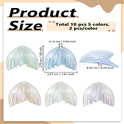 10Pcs 5 Colors UV Plating Rainbow Iridescent Transparent Acrylic Pendants&nbsp;OACR-LP0001-11