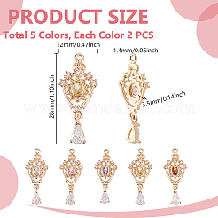 10Pcs 5 Colors Brass Micro Pave Cubic Zirconia Pendants&nbsp;ZIRC-GA0001-15