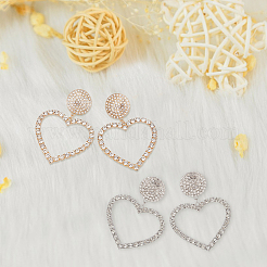 2 Pairs 2 Colors Crystal Rhinestone Hollow Out Heart Dangle Stud Earrings&nbsp;EJEW-AN0001-26