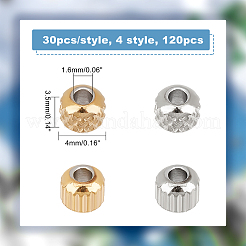 120Pcs 4 Style 201 Stainless Steel Beads&nbsp;STAS-DC0008-98