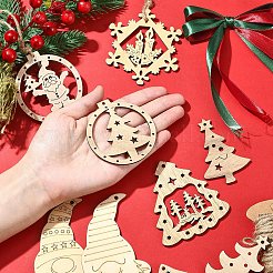 20Pcs 10 Styles Christmas Theme Undyed Wood Big Pendants&nbsp;WOOD-YW0001-25