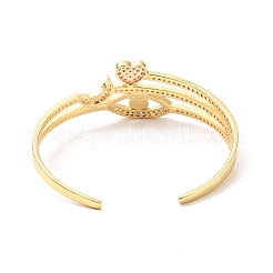 Cubic Zirconia Horse Eye & Heart & Moon Open Cuff Bangle&nbsp;BJEW-J165-15G