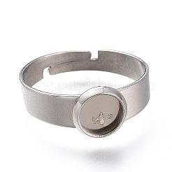 Non-Tarnish Adjustable 304 Stainless Steel Finger Rings Components&nbsp;X-STAS-F149-18P-F