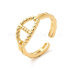 Rack Plating Brass Hollow Out Oval Open Cuff Ring for Women&nbsp;RJEW-D076-04G